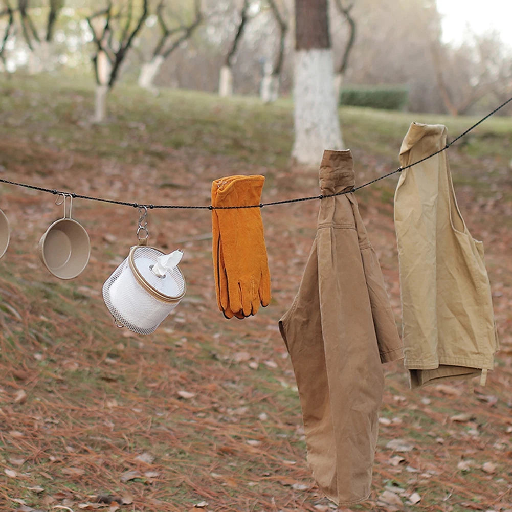 3M Stretchable Camping Clothesline | Portable Travel Drying Rope with 12 Clips