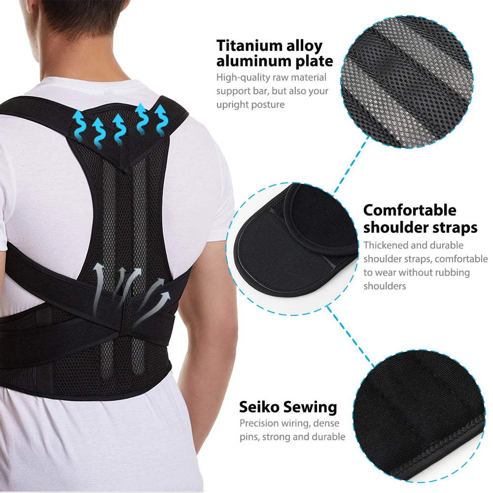 Adjustable Back Posture Corrector Belt – Lumbar & Shoulder Support for Men & Women