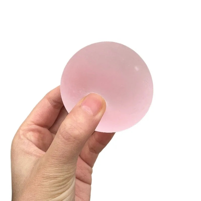 Squishy Blue Maltose Fidget Toy, Soft Pink Mochi Sensory Squeeze, Coconut Oil Ball Slow-Rebound Decompression Toy Xmas Gift