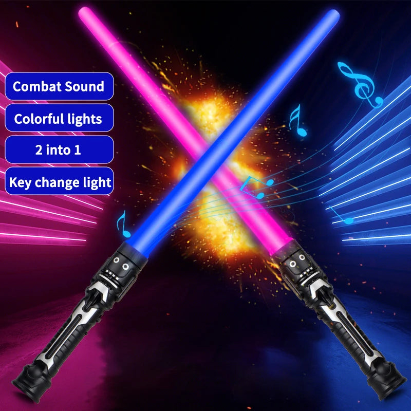 Colorful Glowing Laser Sword Toy - Telescopic Red & Blue Double Lightsaber
