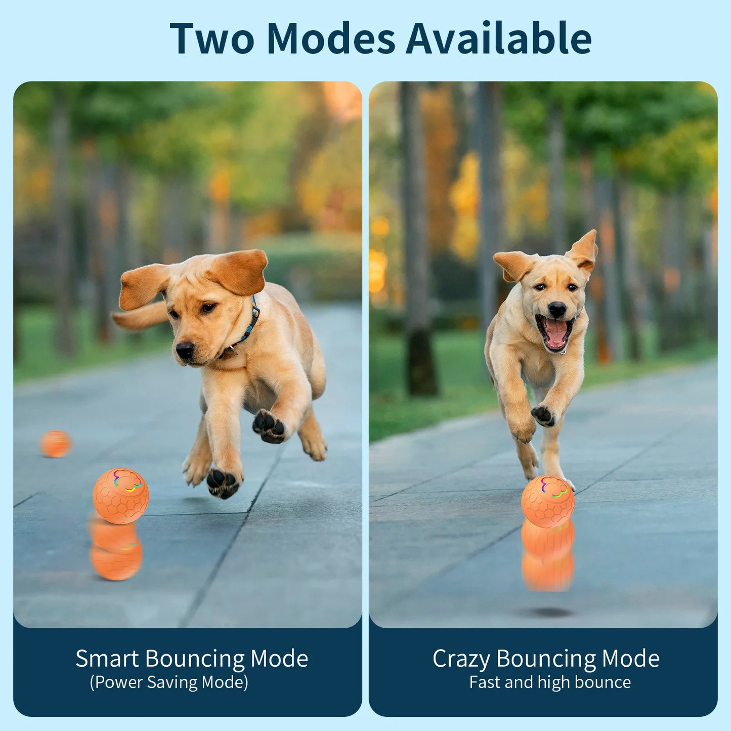 Smart Interactive Dog Toy Ball – USB Rechargeable Automatic Bouncing LED Pet Toy for Dogs & Cats