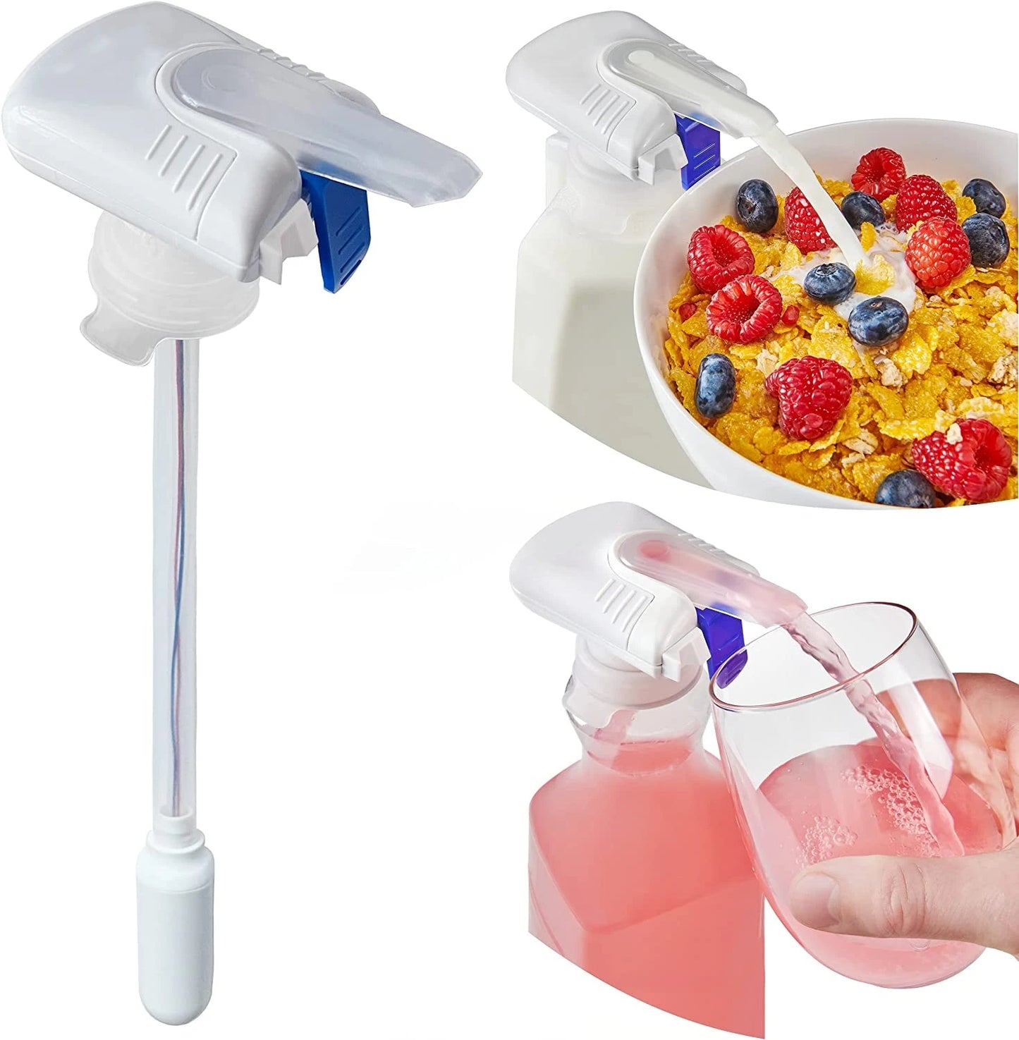 Automatic Drink Dispenser Pump Spill Proof Hands Free Beverage Milk Juice Suction Straw