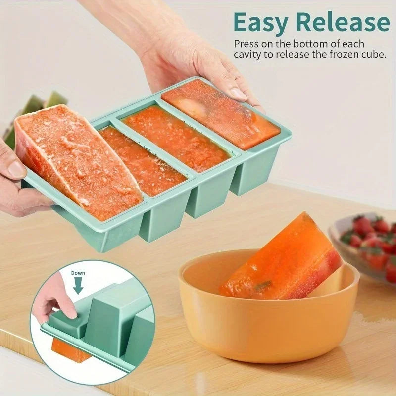 Silicone Freezer Tray with Lid – Stackable Food Storage Container for Soup, Broth & Sauce Meal Prep