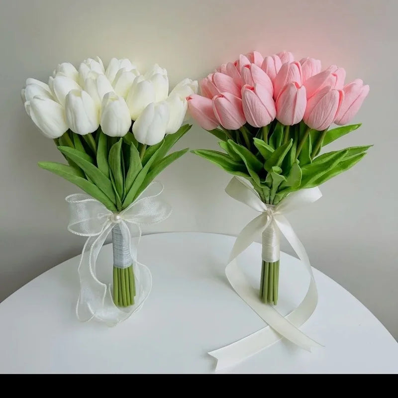 Real Touch Artificial Tulips Fake Flower Bouquet Home Wedding Table Decoration