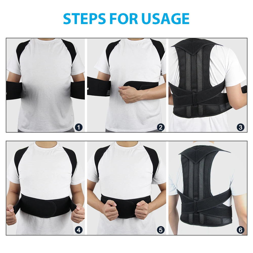 Adjustable Back Posture Corrector Belt – Lumbar & Shoulder Support for Men & Women