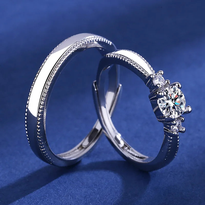 2Pcs 925 Sterling Silver Couples Ring Sets Light Polishing Simple Ring for Woman Man Classic Wedding Fine Jewelry Circle