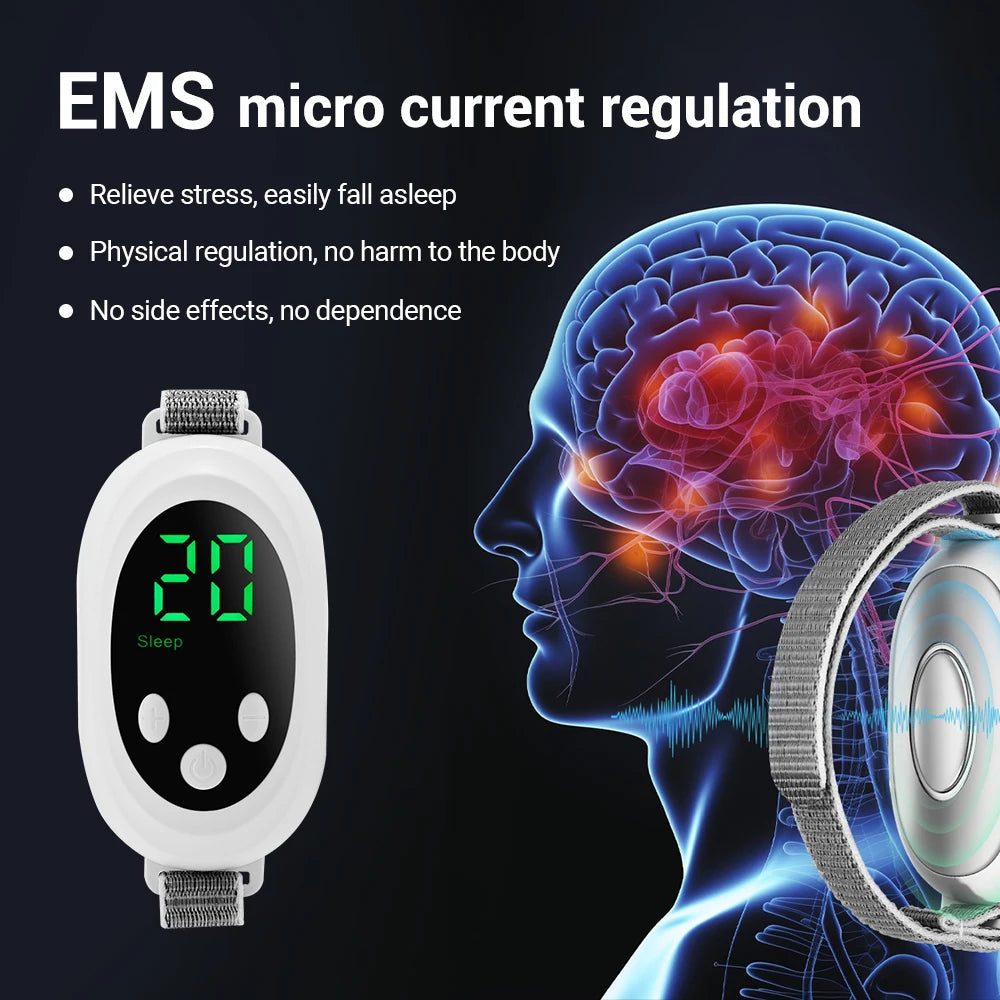 Microcurrent Sleep Aid Device EMS Insomnia Relief Intelligent Palm Pulse Massager