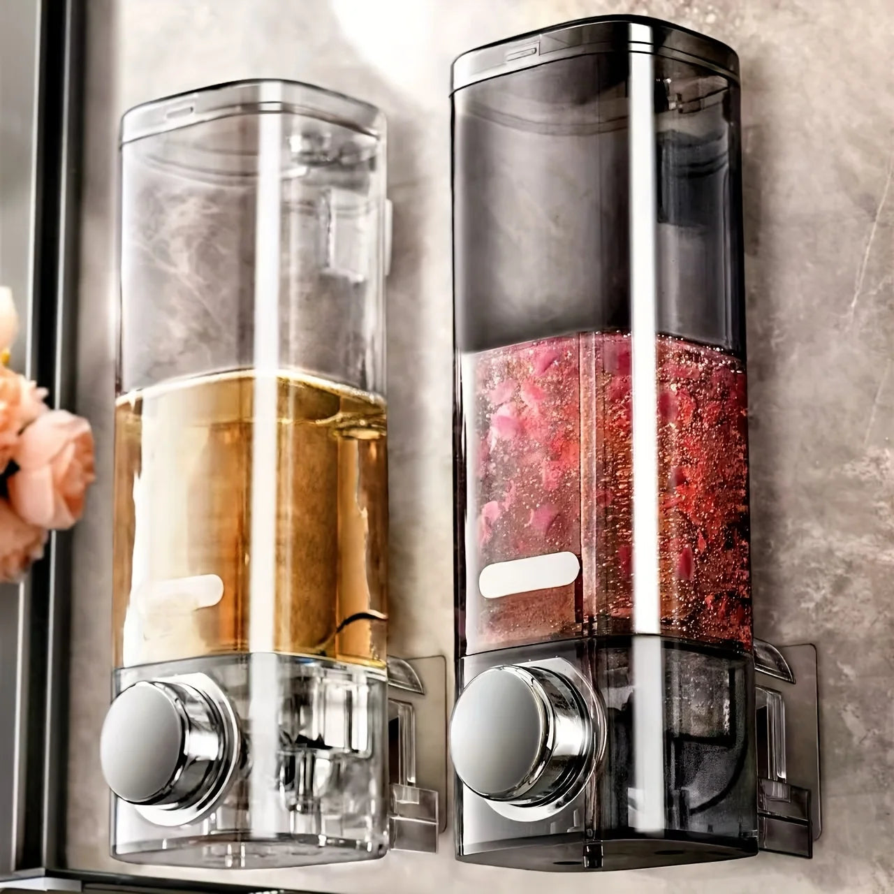 Wall Mounted Soap Dispenser – Drill-Free Easy Install Bathroom & Kitchen Organizer Storage Pump Dispenser