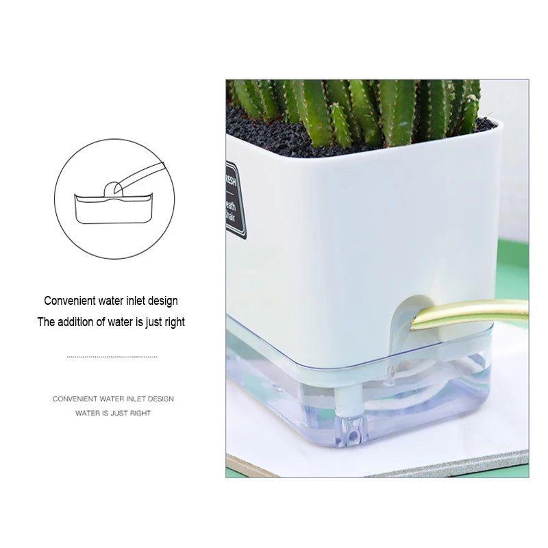 Self Watering Pot Double-deck Magnetic Plastic Self-absorbent Cotton Lazy Flower Pot Fashion Flowerpot Home Garden Pots Supplies