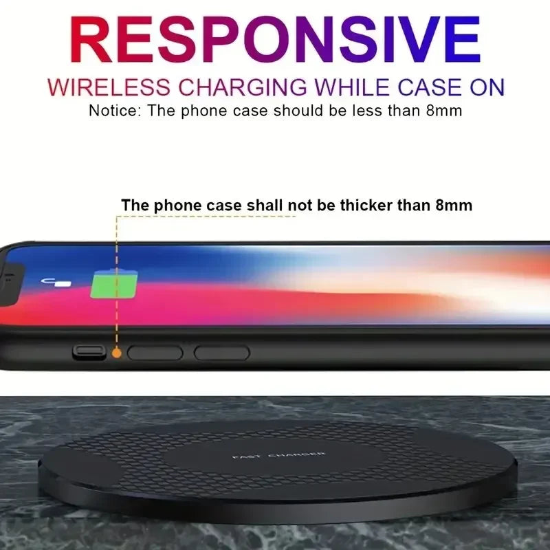 Ultra-Thin Wireless Charger Pad Stand – Fast Charging Dock for iPhone 15/14/13/12/11, Samsung & Xiaomi