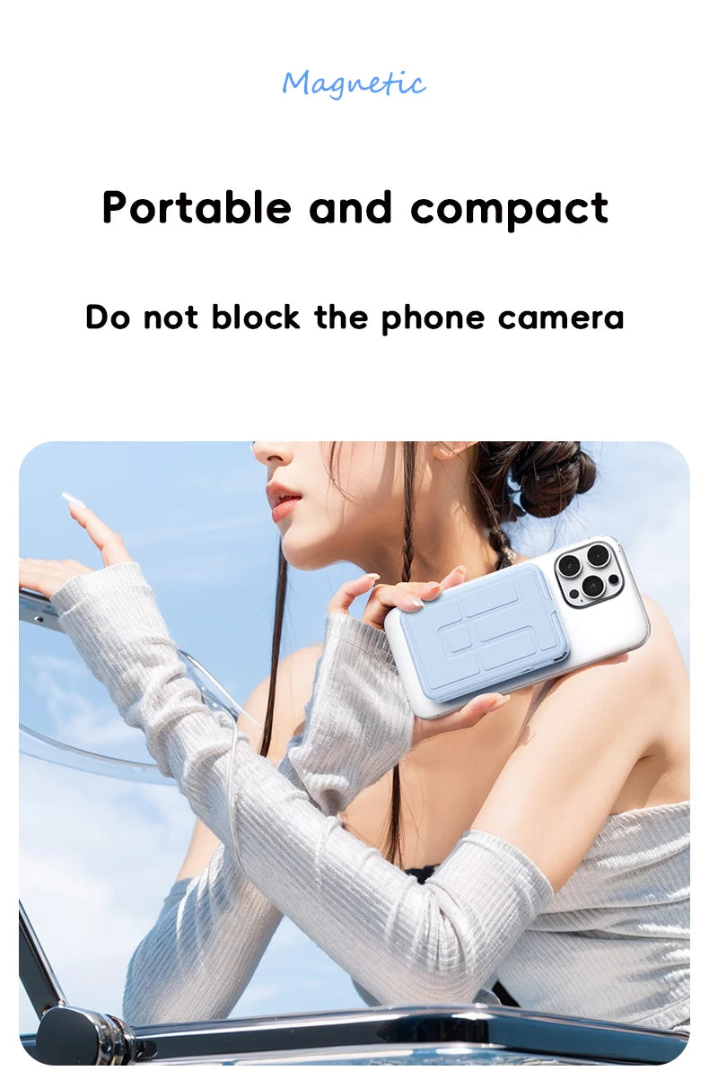 10000mAh Magnetic Wireless Power Bank with Built in Cables and Fast Charging Stand