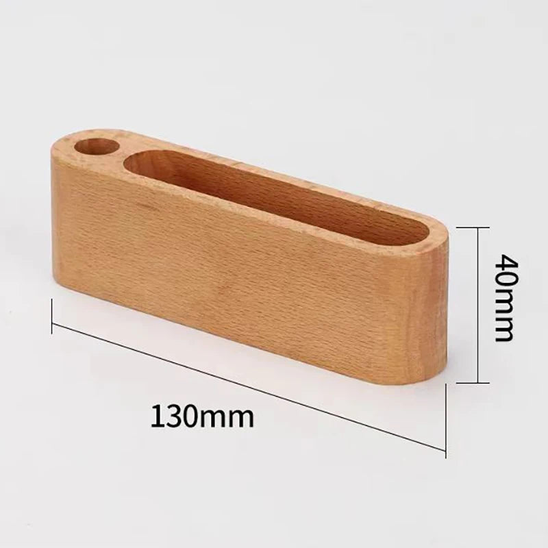 Wooden Business Card Holder with Pen Slot
