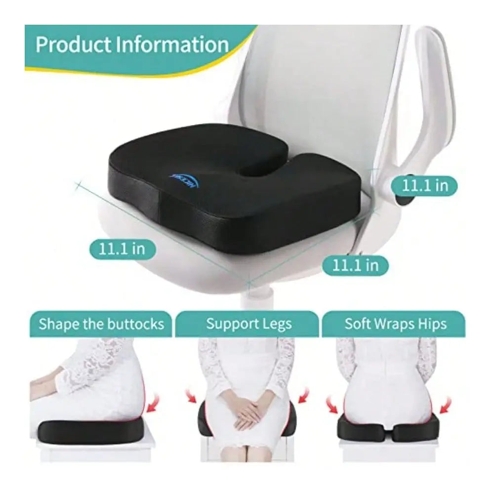 Ergonomic Memory Foam Seat Cushion | Tailbone & Sciatica Pain Relief