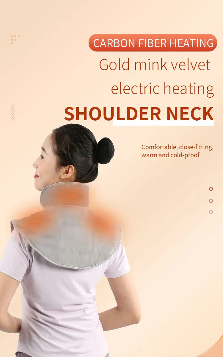 Electric Heating Pad Neck Shoulder Wrap Vibration Massager Thermal Brace Shawl