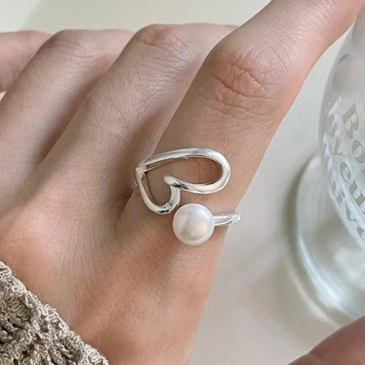 925 Sterling Silver Pearl Smile Adjustable Ring
