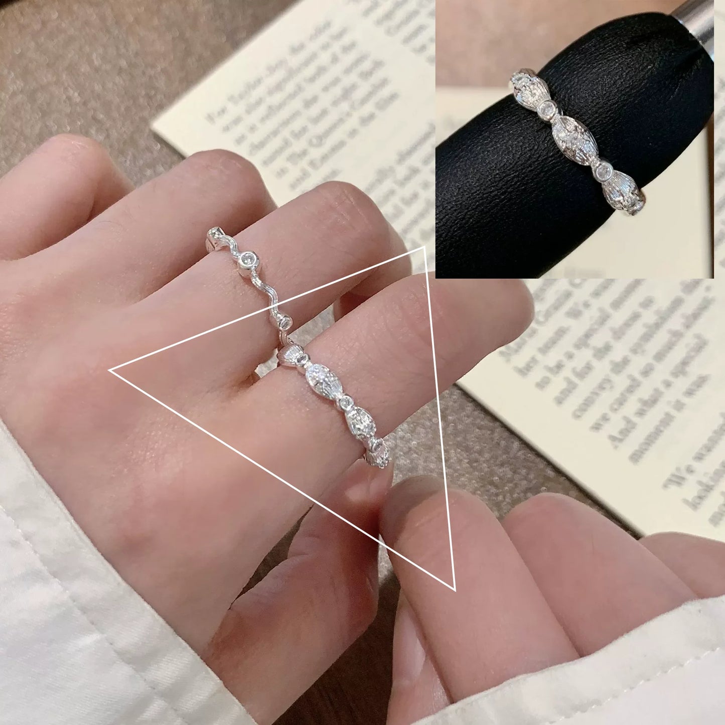 925 Sterling Silver Pearl Smile Adjustable Ring