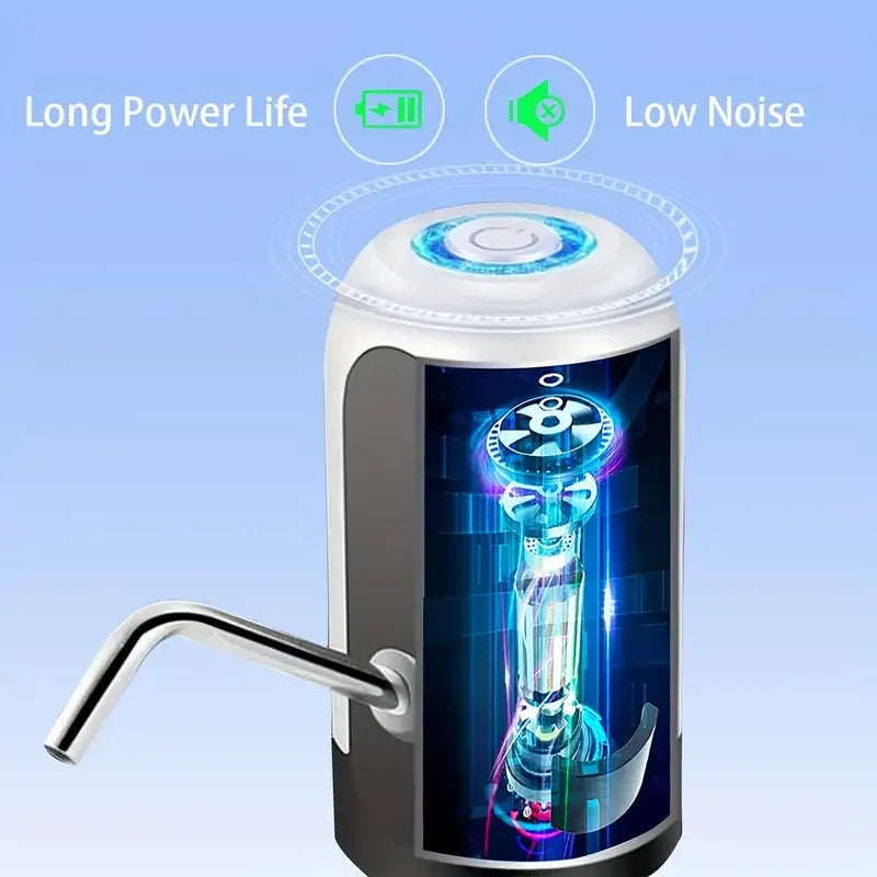 USB Rechargeable Electric Water Bottle Pump Automatic Drinking Water Dispenser with Power Switch Portable for Camping