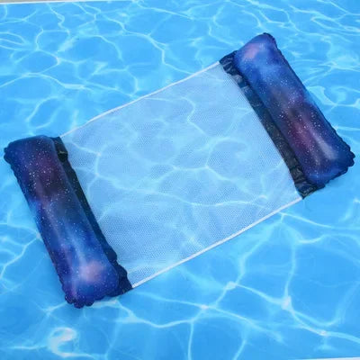 Inflatable Stripe Pool Hammock Lounge Chair | Floating Water Mattress