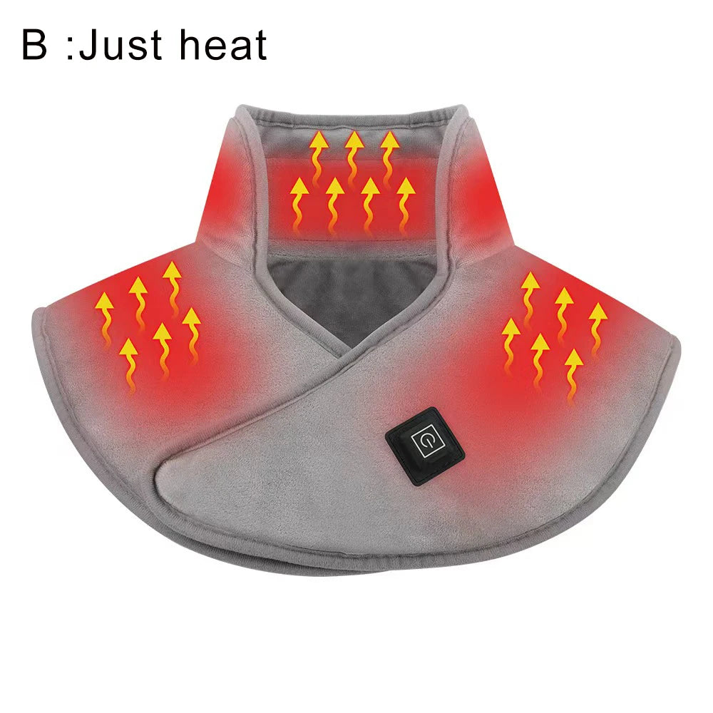 Electric Heating Pad Neck Shoulder Wrap Vibration Massager Thermal Brace Shawl
