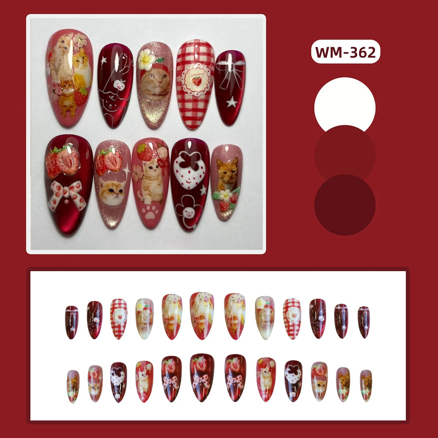 24pcs White Flower Fake Nail Tips Ins Yellow Pink Blush False Nails Wearable Full Cover European Almond Shaped Press on Nails