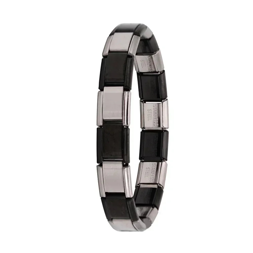 Italian Elastic Stainless Steel Charm Bracelet 9mm