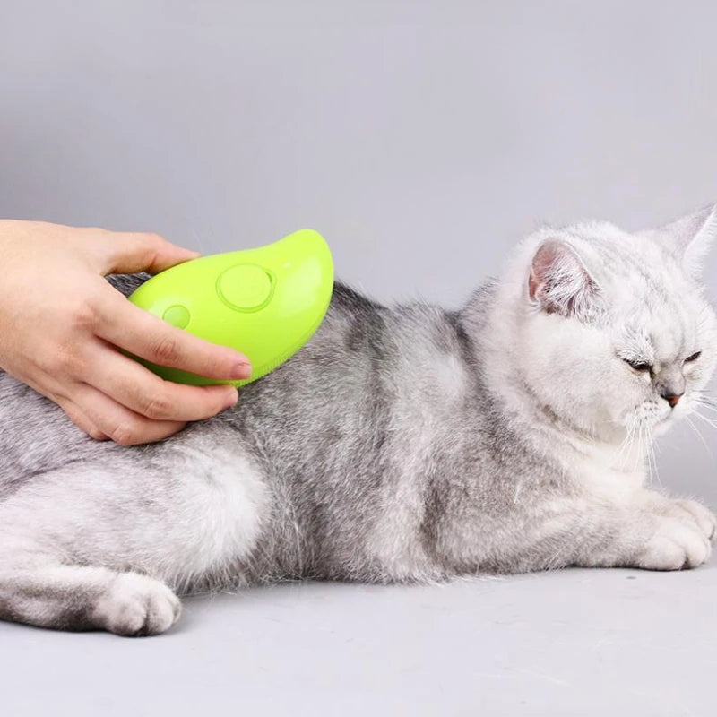 Electric Pet Steamer Brush 3-in-1 Cat Dog Hair Grooming Comb Massage Spray