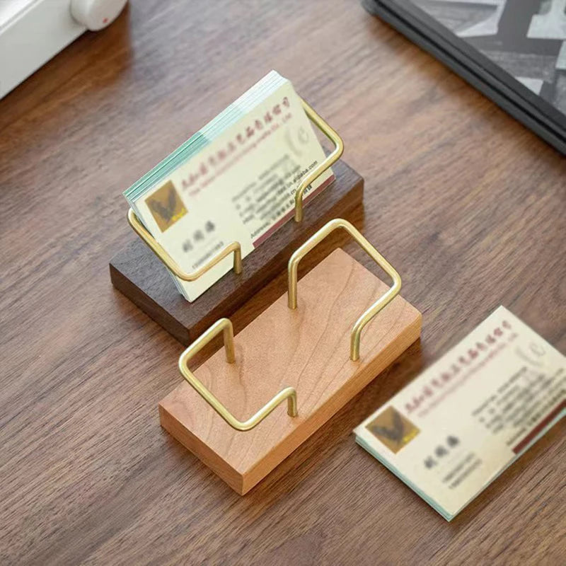 Wooden Business Card Holder Desk Organizer