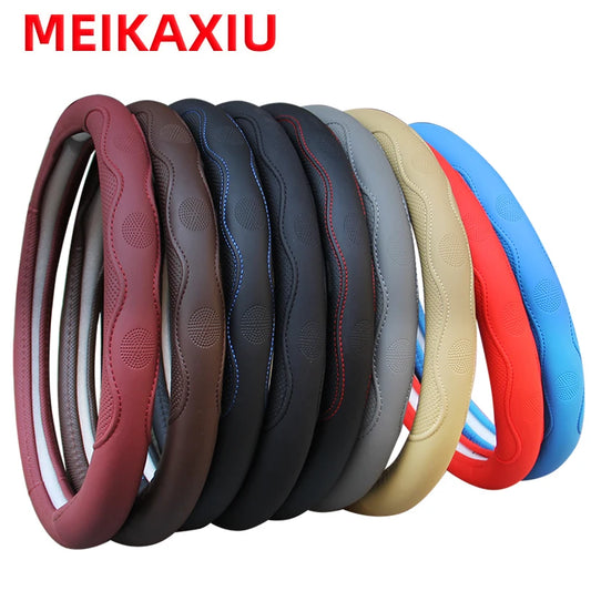PU Leather Embossed Steering Wheel Cover 14.5–15 Inch