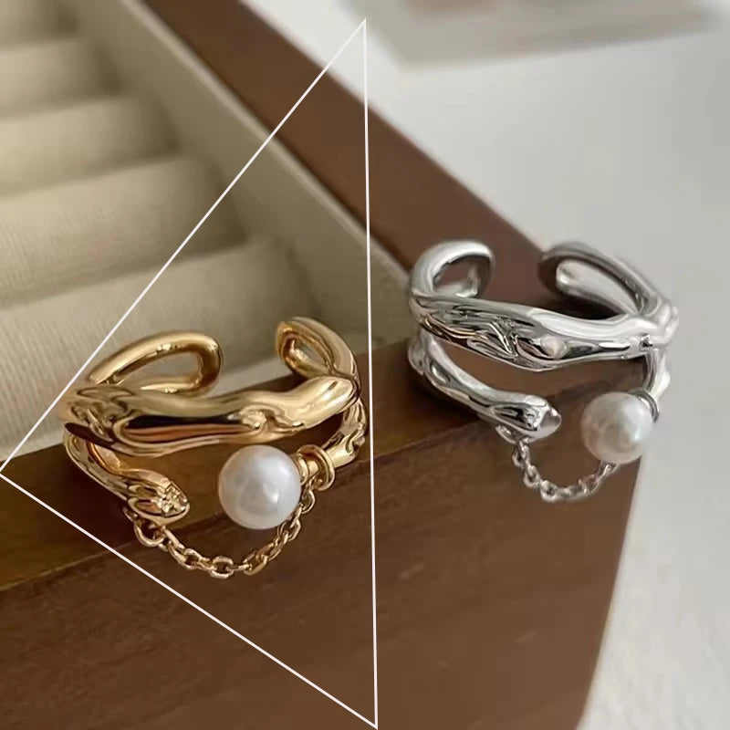925 Sterling Silver Pearl Smile Adjustable Ring
