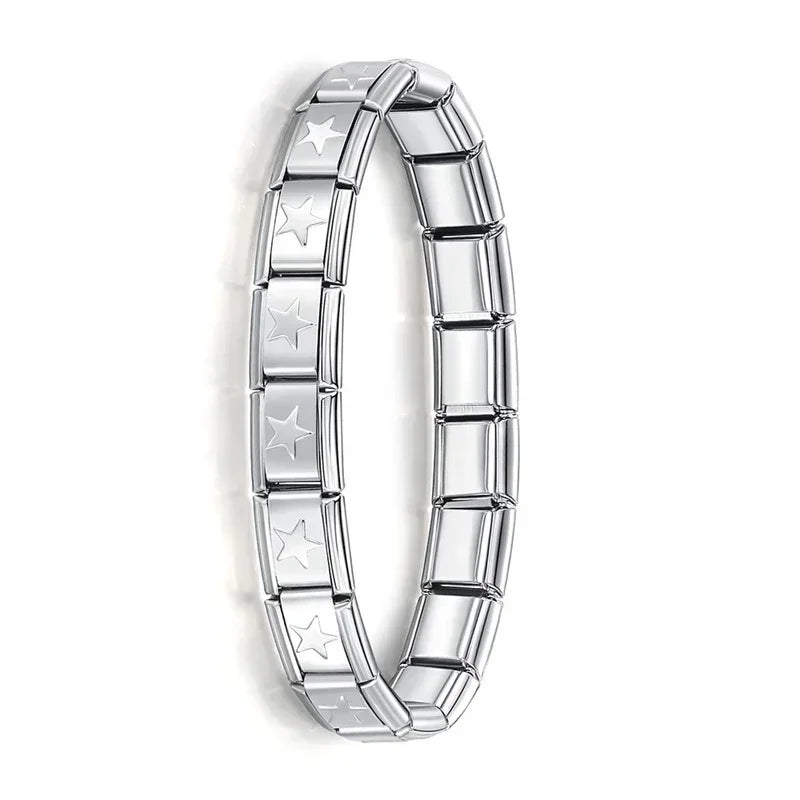 Italian Elastic Stainless Steel Charm Bracelet 9mm