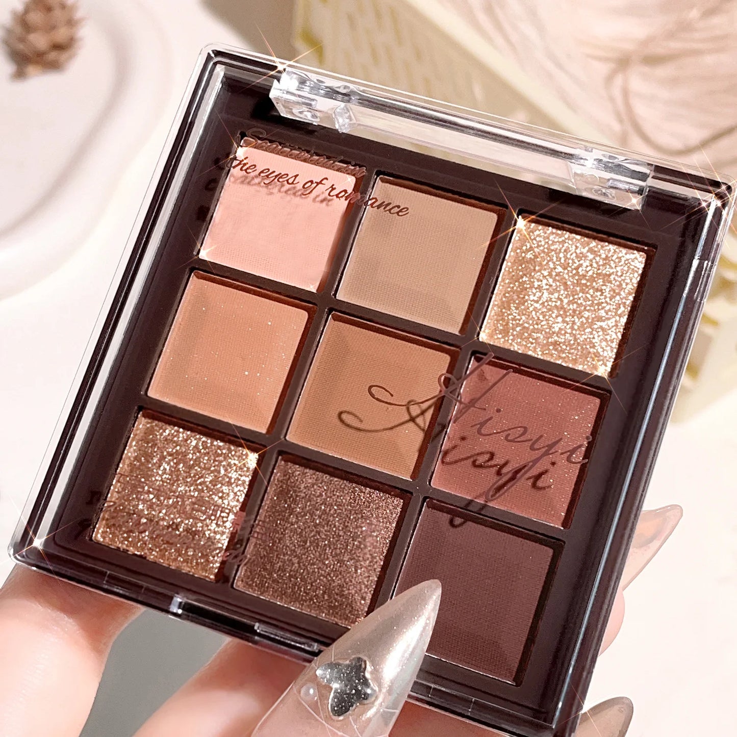 9 Color Mocha Chocolate Eyeshadow Palette Matte Shimmer Neutral Nude Makeup