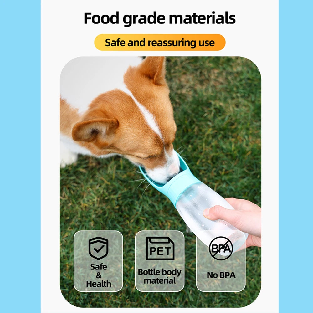 Portable Dog Water Bottle with Bowl – 300ml/500ml Pet Travel Water Dispenser for Dogs & Cats 🐶🐱