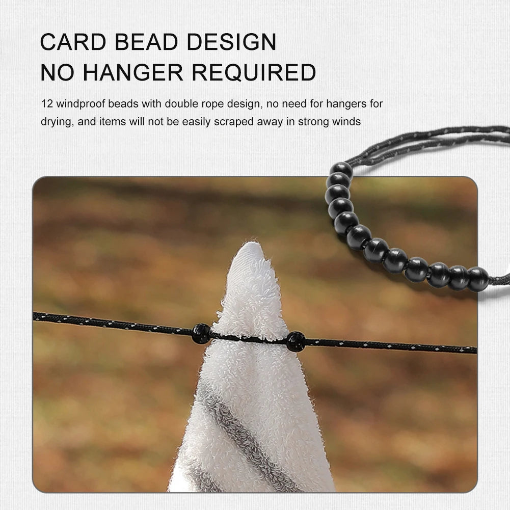 3M Stretchable Camping Clothesline | Portable Travel Drying Rope with 12 Clips