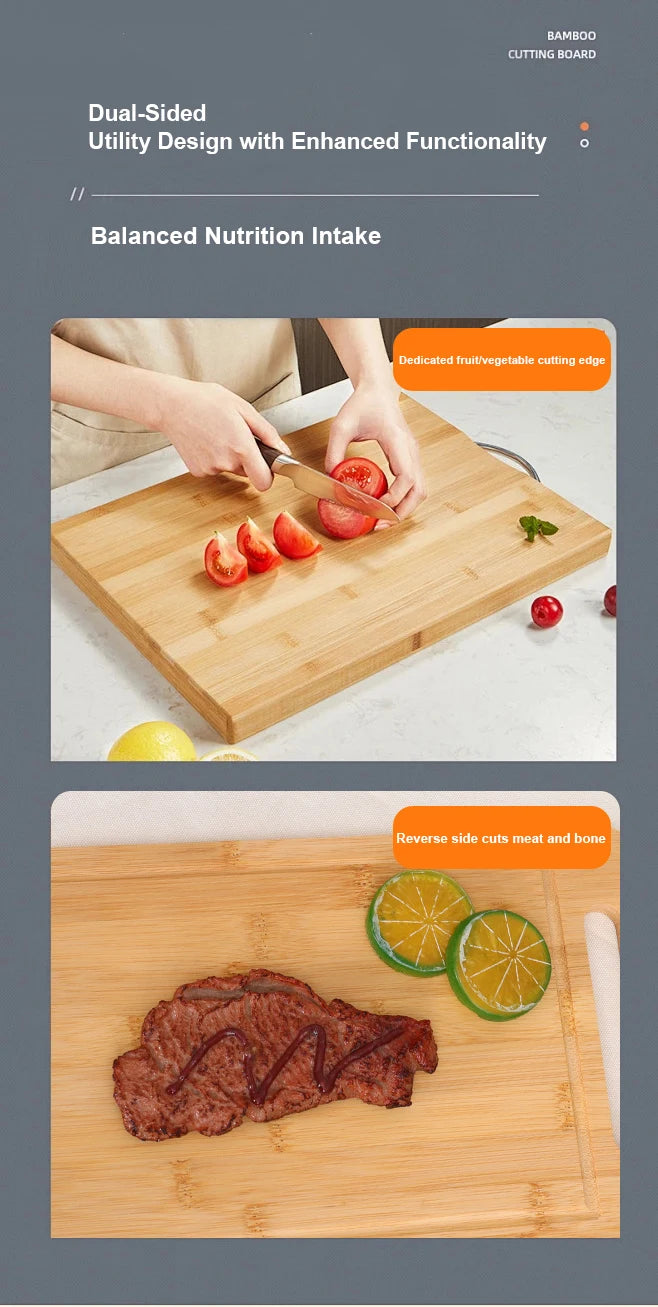 WXCOO Double-Sided Bamboo Cutting Board Natural Moso Bamboo Anti-Mold Kitchen Chopping Board Household Bamboo Board Tools