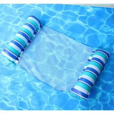 Inflatable Stripe Pool Hammock Lounge Chair | Floating Water Mattress