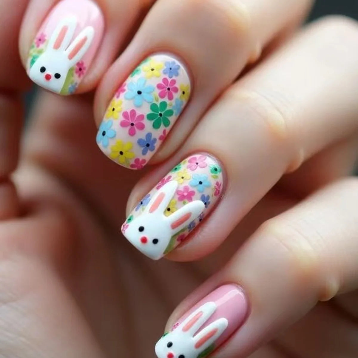 24pcs Simple French Press on Nails Tips Love Stripe Design Short Square False Nails Woman Acrylic Full Cover Nail Art Fake Nail