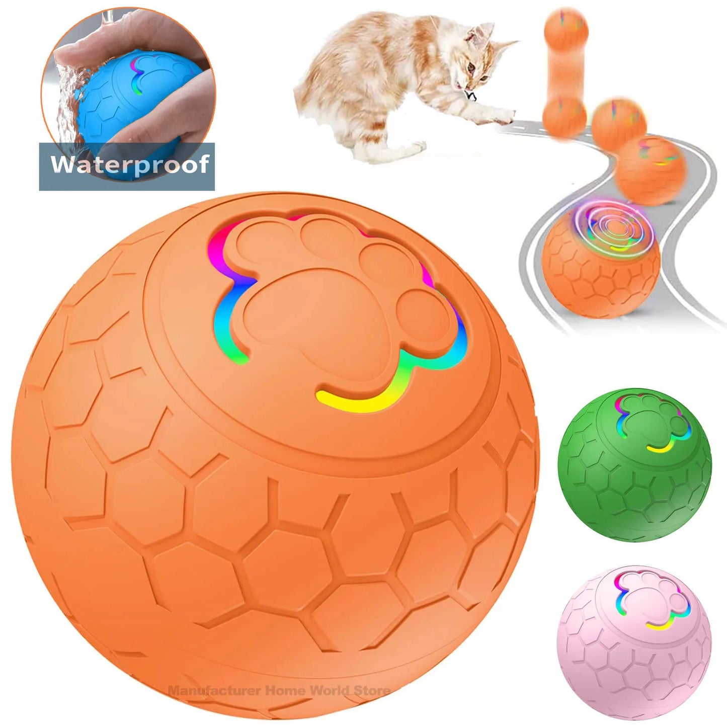 Smart Interactive Dog Toy Ball – USB Rechargeable Automatic Bouncing LED Pet Toy for Dogs & Cats