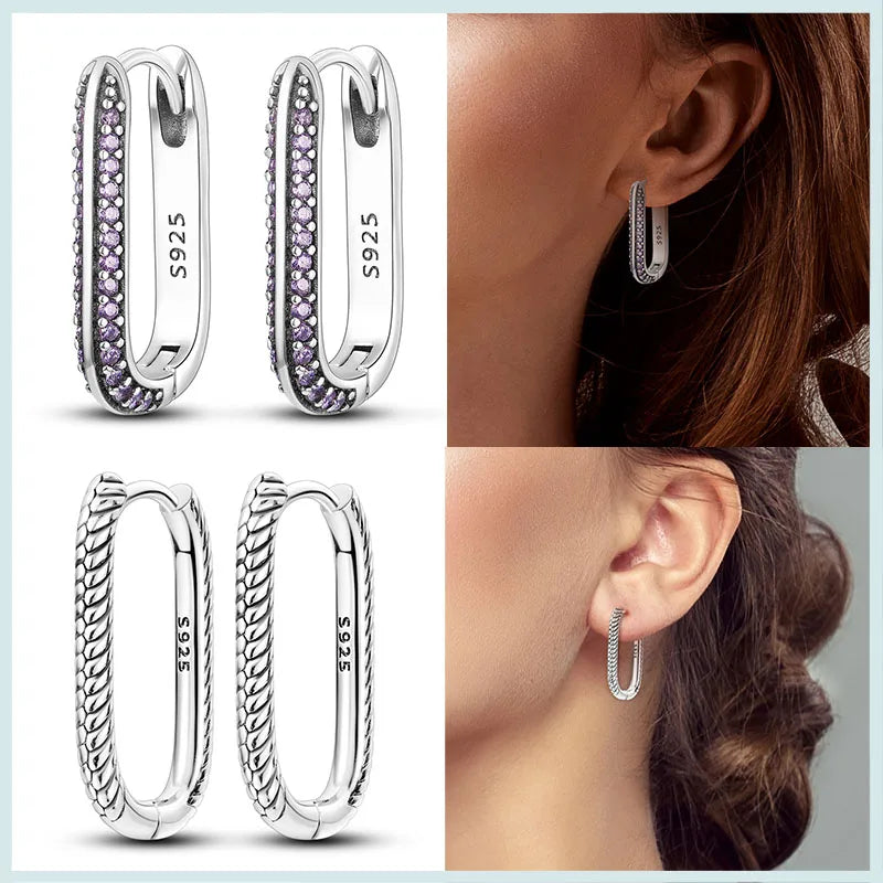 925 Sterling Silver Hoops Earrings Hypoallergenic Hoops Earrings With Zirconia Fashion High Quality Jewelry for Women Girls