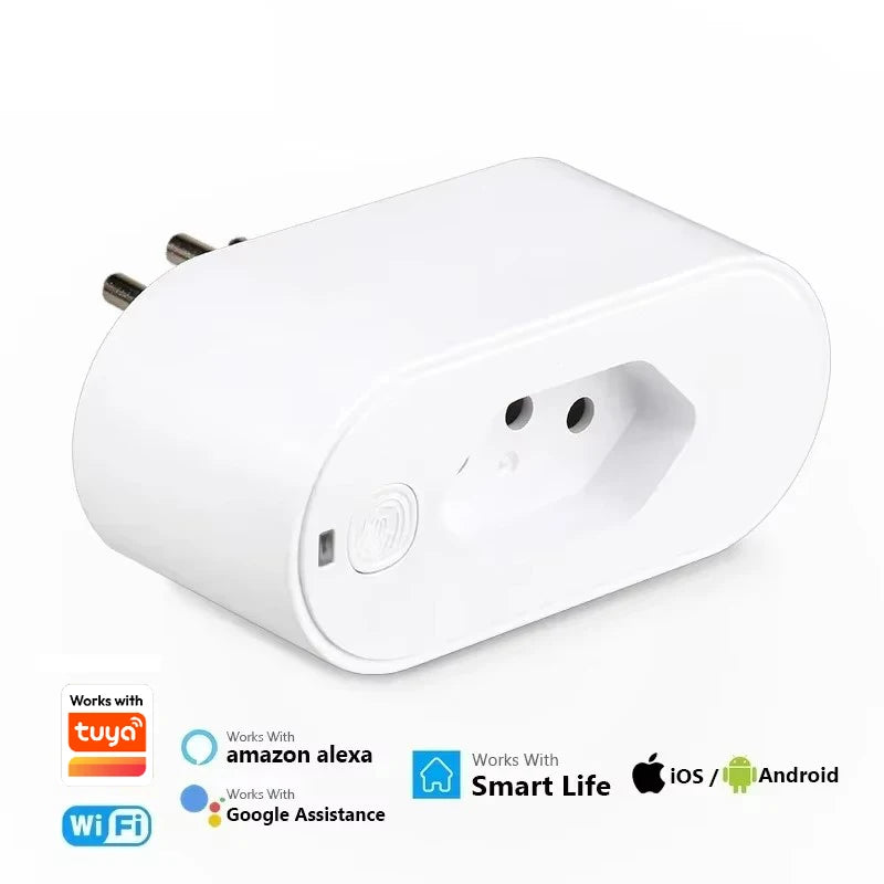 Tuya 16A/20A Brazil Standard WiFi Smart Plug | Power Monitoring & Voice Control