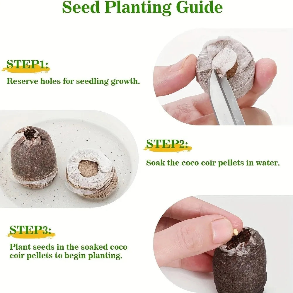 40pcs Coir Pellets 30mm Seed Starter Pods Kit Vegetable Flower Plant Seedlings