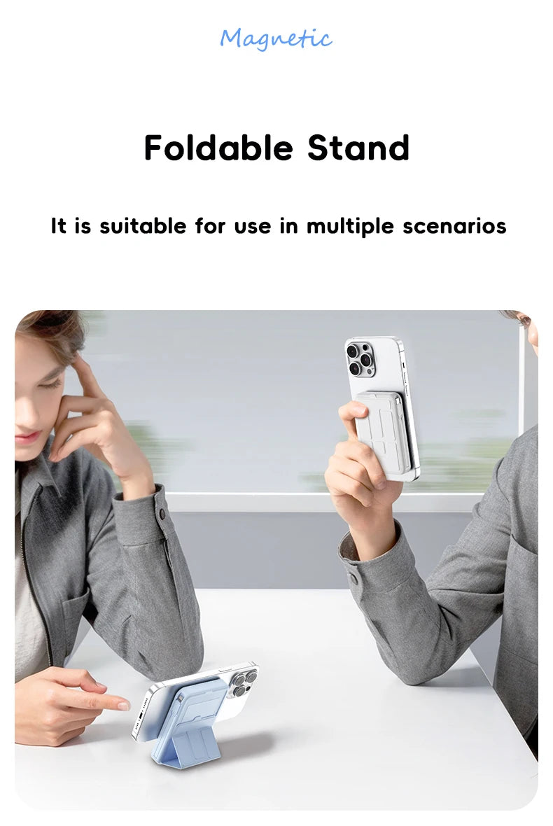 10000mAh Magnetic Wireless Power Bank with Built in Cables and Fast Charging Stand
