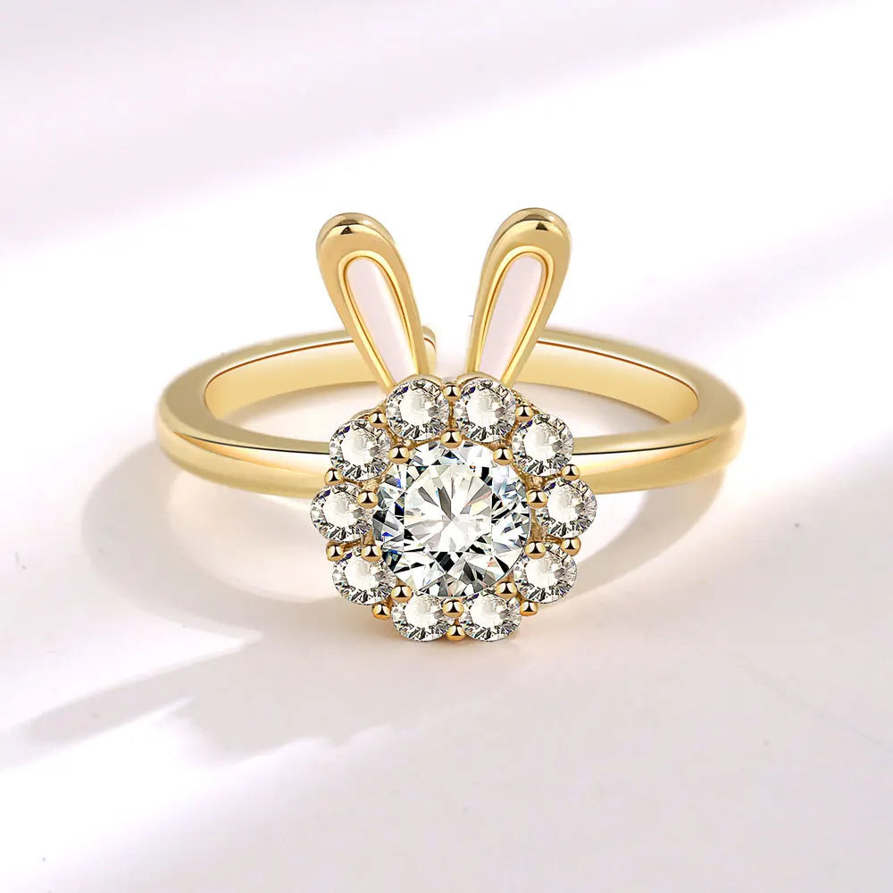 925 Sterling Silver Rotatable Sunflower Ring
