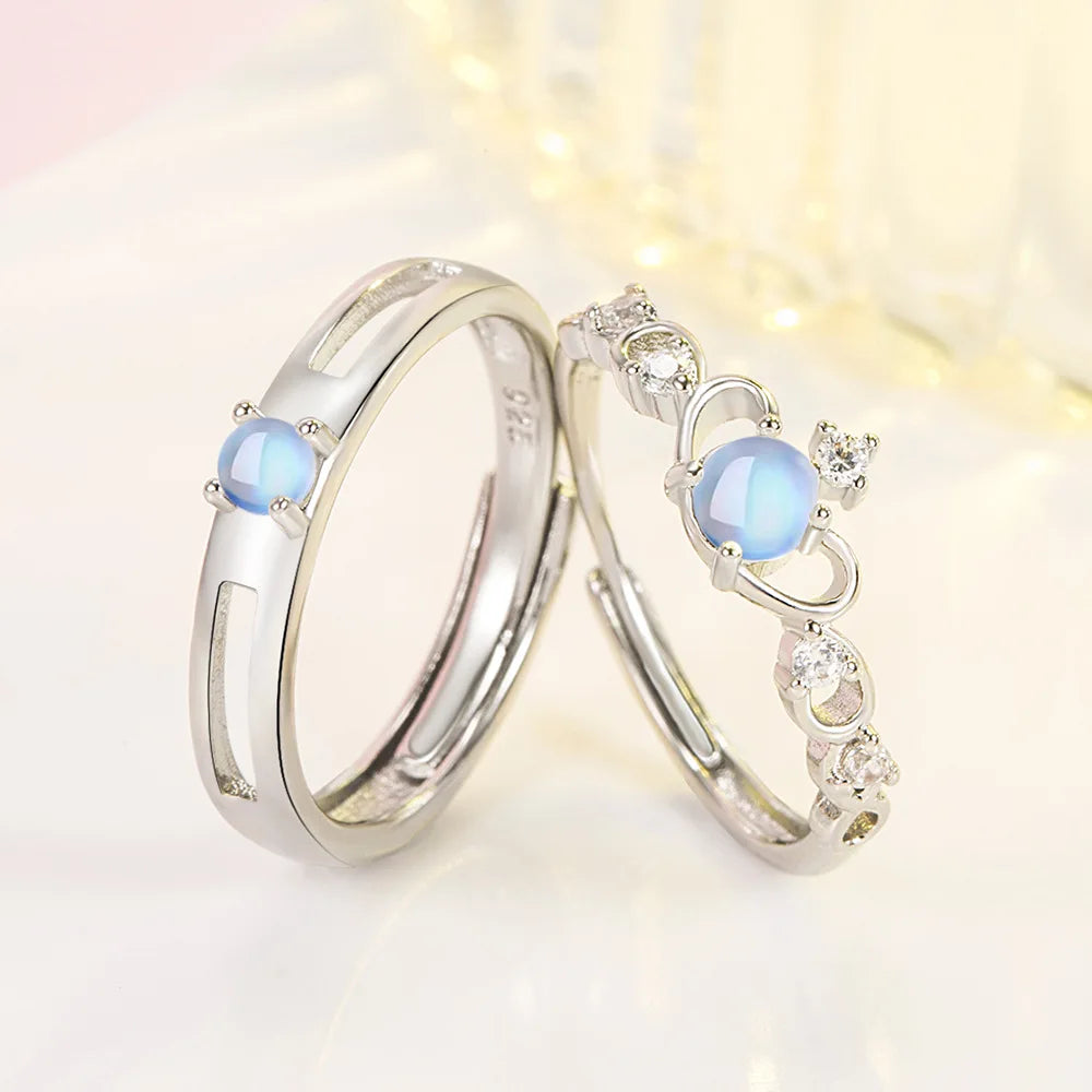2Pcs 925 Sterling Silver Couples Ring Sets Light Polishing Simple Ring for Woman Man Classic Wedding Fine Jewelry Circle