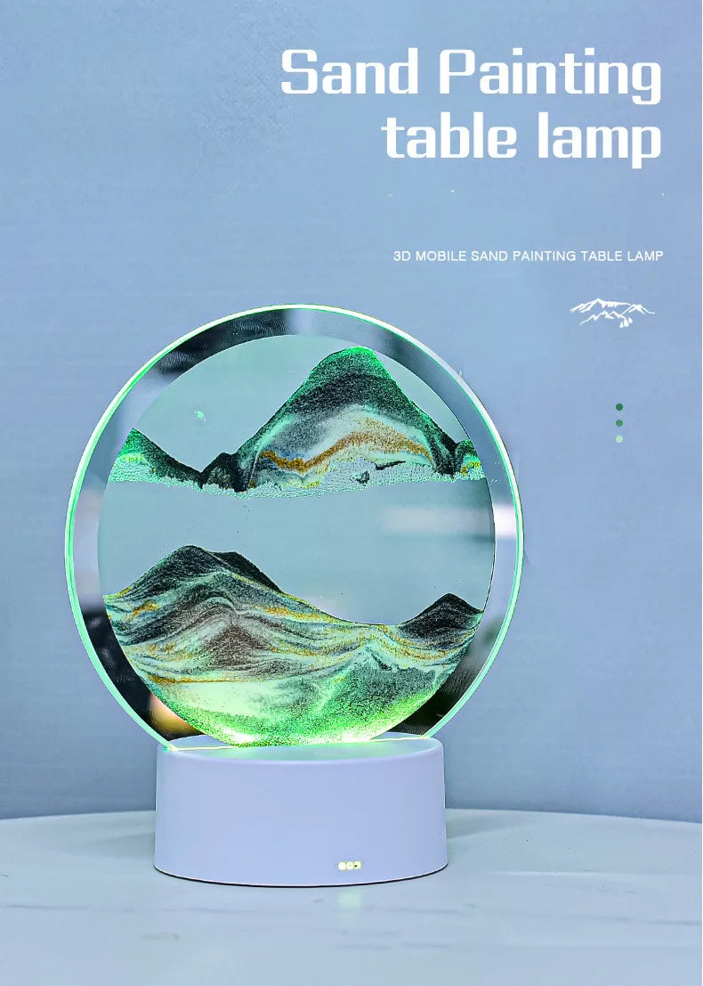 3D Quicksand Table Lamp – Hourglass Sand Art Mood Light