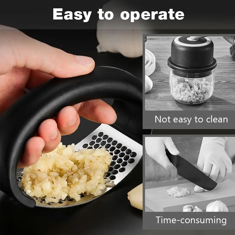 Garlic Press and Mincer Heavy Duty Stainless Steel Soft Handle Crusher Squeezer