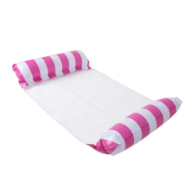 Inflatable Stripe Pool Hammock Lounge Chair | Floating Water Mattress