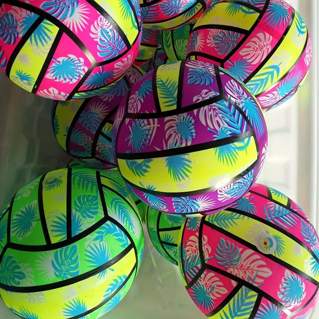 4-Pack Inflatable Tropical Leaf Beach Volleyballs | Summer Pool Toys