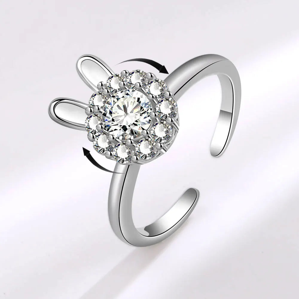 925 Sterling Silver Rotatable Sunflower Ring