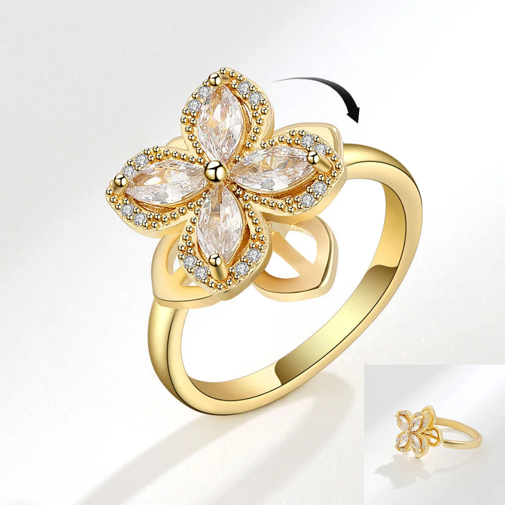 925 Sterling Silver Rotatable Sunflower Ring