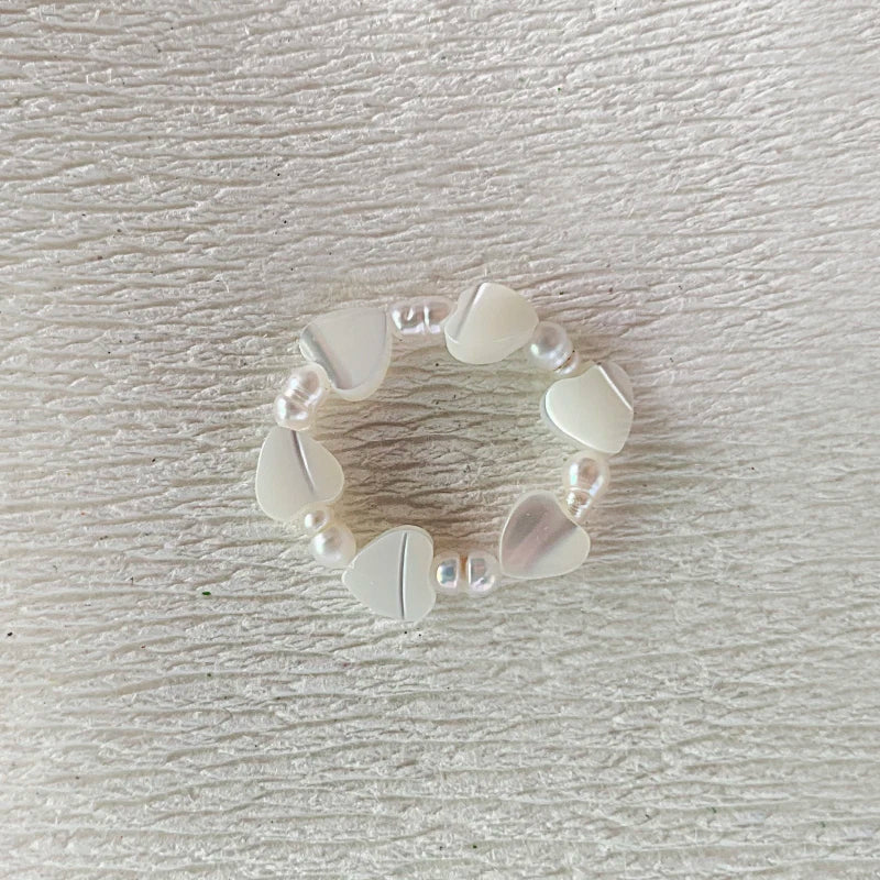 Elegant Handmade Freshwater Pearl Rings Women With Stainless Steel Bead Elastic Thread Wedding Statement Ring Gift